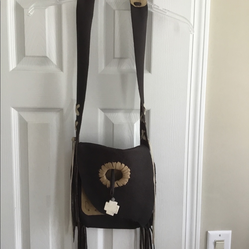 Handmade leather fringe purse